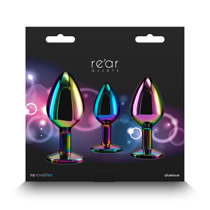 NS Novelties Anal Rear Assets Trainer Kit Multicolor Rainbow Heart