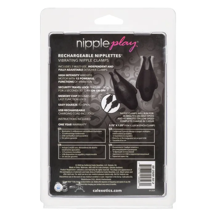 CalExotics Female Sex Toys CalExotics Nipple Play Rechargeable Nipplettes Vibrating Nipple Clamps