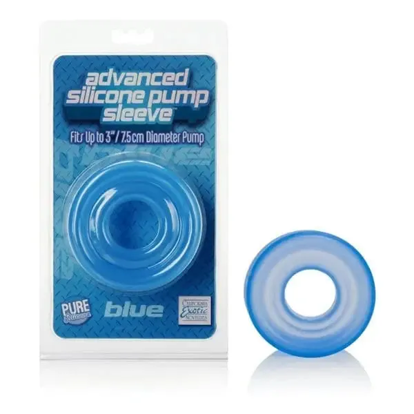 CalExotics Male Sex Toys Advanced Silicone Pump Sleeve Blue