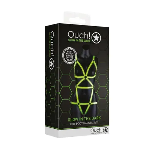 SHOTS AMERICA Female Sex Toys Ouch Glow in the Dark FullBody Harness Neon Green LXL SHOTS AMERICA Female Sex Toys Ouch Glow in the Dark FullBody Harness Neon Green LXL