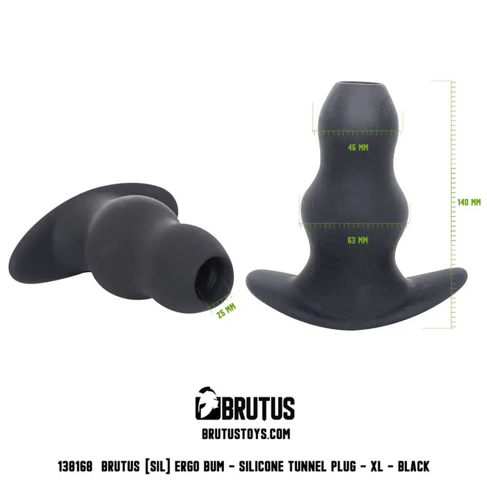 Anal BRUTUS Brutus Ergo Bum Silicone Tunnel Butt Plug XL Black