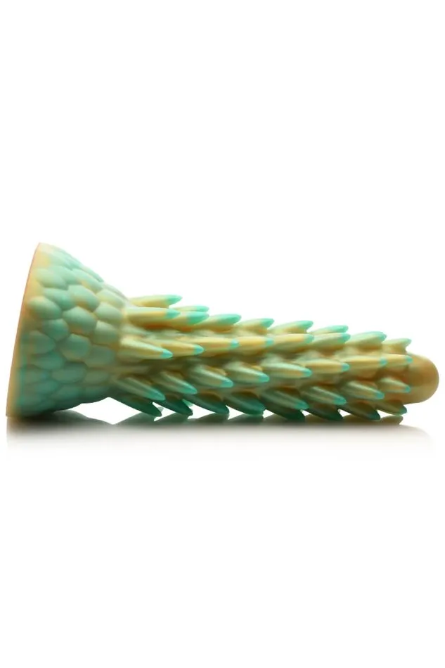XR Brands XR Brands Creature Cocks Stegosaurus Spiky Reptile Silicone Dildo Green Dildos