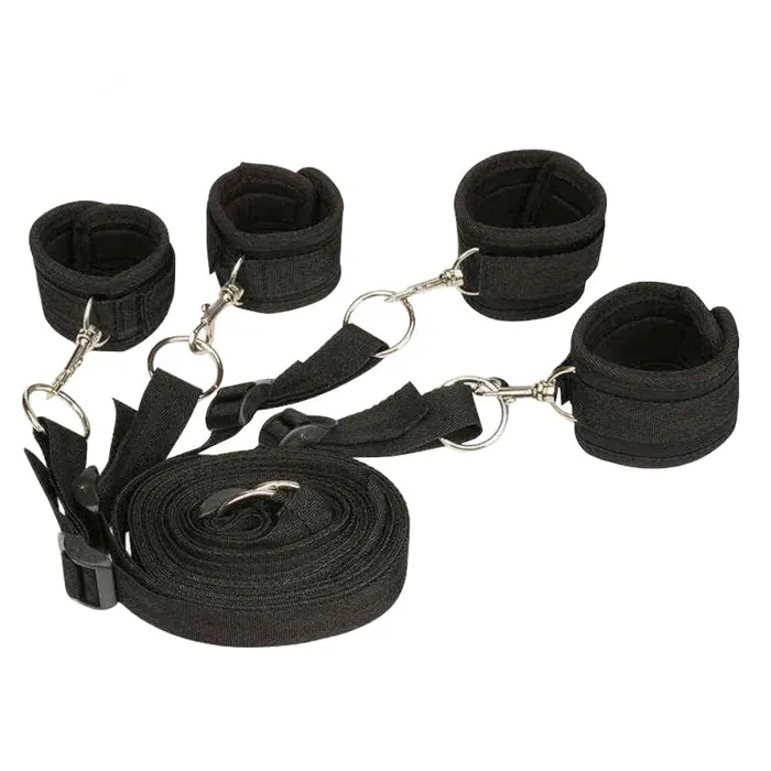 Female Sex Toys Love Plugs Black Nylon 6Piece Ankle Bed Restraint Set BDSM with Strap Female Sex Toys Love Plugs Black Nylon 6Piece Ankle Bed Restraint Set BDSM with Strap