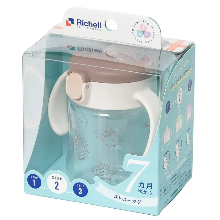 Anal Richell Richell TLI Baby Stage 2 Try Straw Clear Training Water Bottle Mug
