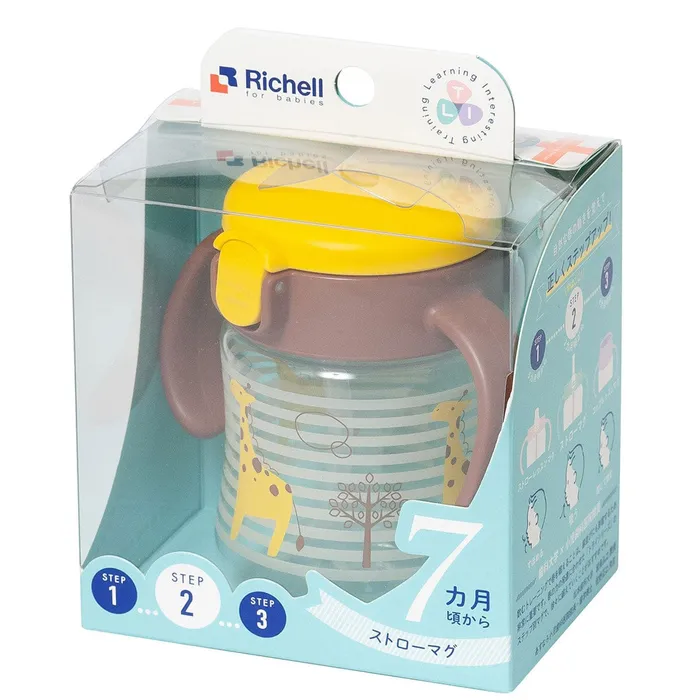 Anal Richell Richell TLI Baby Stage 2 Try Straw Clear Training Water Bottle Mug