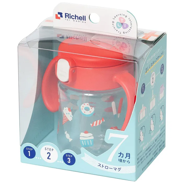 Anal Richell Richell TLI Baby Stage 2 Try Straw Clear Training Water Bottle Mug