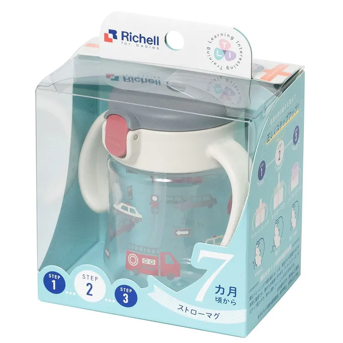 Anal Richell Richell TLI Baby Stage 2 Try Straw Clear Training Water Bottle Mug