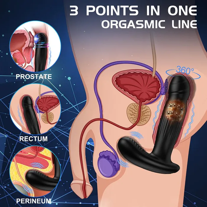 Male Sex Toys Wave Motion 7 Rotation 7 Vibration Modes Prostate Massager Anal Vibrator propinkup