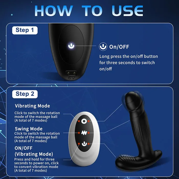 Male Sex Toys Wave Motion 7 Rotation 7 Vibration Modes Prostate Massager Anal Vibrator propinkup
