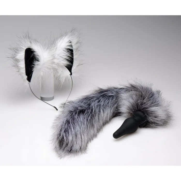 Anal Tailz Grey Wolf Tail Anal Plug and Ears Set
