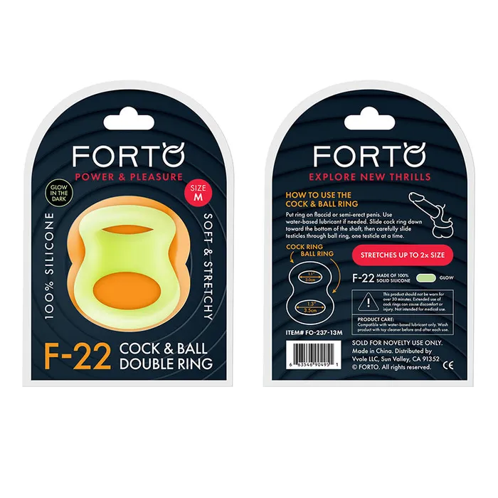 Male Sex Toys Vvole Forto F22 Liquid Silicone Cock Ball DRing Medium Glow