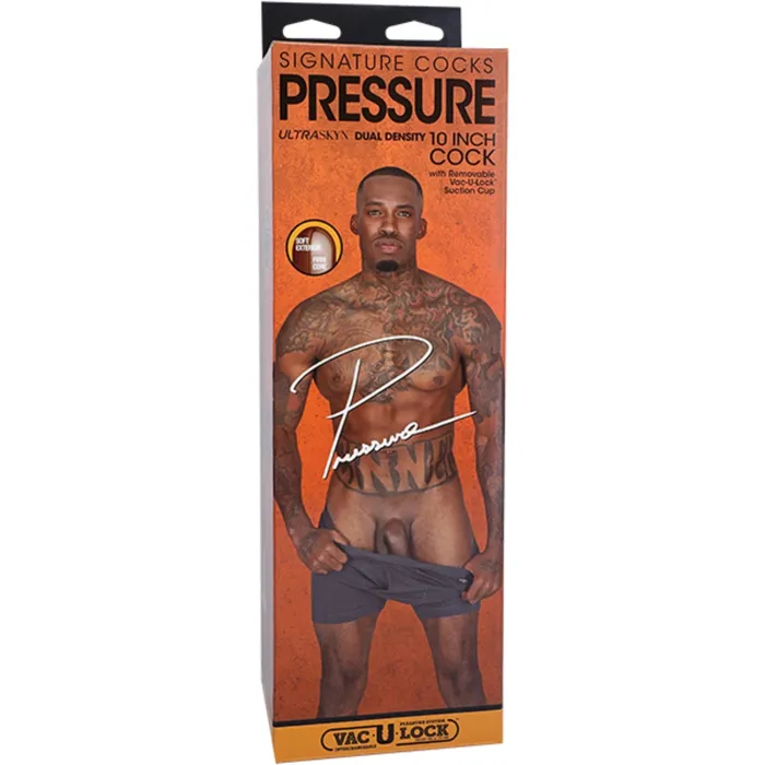 Dildos Signature Cocks Signature Cocks Pressure Ultraskyn VacULock Dildo Brown 10 Inch