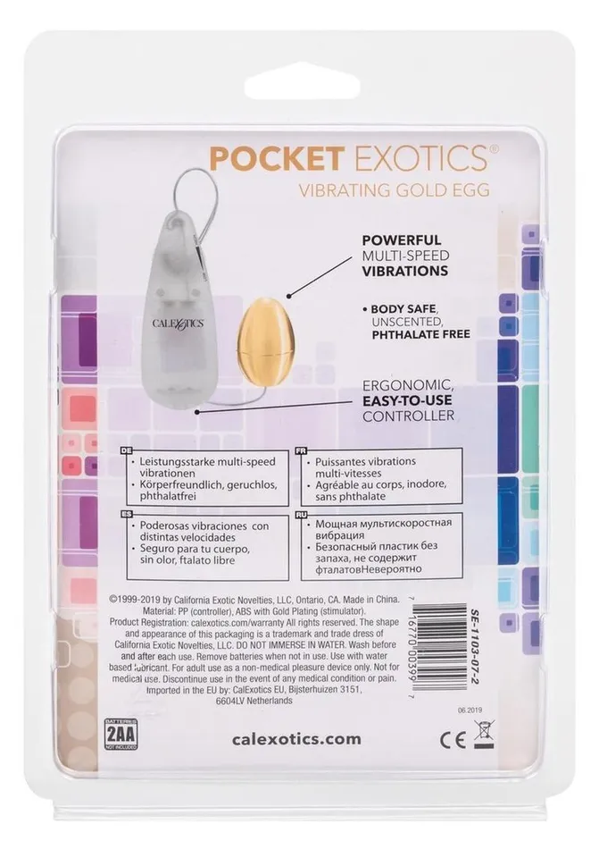 Female Sex Toys Pocket Exotics Vibrating Gold Egg Pocket Exotics