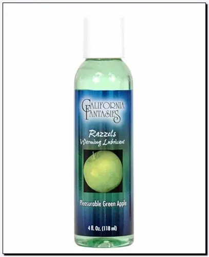 California Fantasies Lubricants Razzels Warming Lubricant Pleasurable Green Apple 4 Oz Bottle